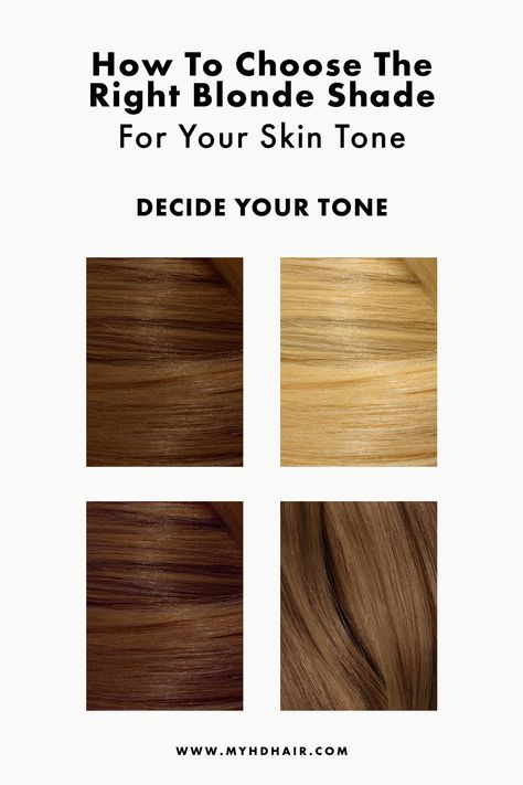 How To Choose The Right Blonde Shade For Your Skin Tone Instead of guessing if the Blonde will suit you, see if it matches your Skin Tone or find the one that will. Cold Blonde, Sandy Blonde Hair, Warm Hair Color, Beach Blonde, Perfect Blonde, Warm Skin Tone, Cool Skin Tone, Blonde Tones, Sandy Blonde