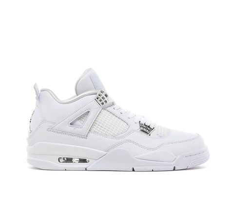 Jordan Jordan 4 'Pure Money' Retro Trainer | White / Metallic Silver | Footasylum Jordan 4 Pure Money, Shoes 4s, Black Cat Breeds, Dr Shoes, Womens Basketball Shoes, Trainer Shoes, Popular Sneakers, Shoes Basketball, Design Shoes