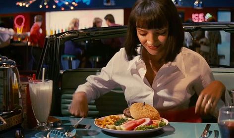 Pulp Fiction Pulp Fiction Diner, Pump Fiction, Filmmaking Inspiration, Tarantino Films, Diner Recipes, Tv Food, B Roll, Retro Film, Burger Bar