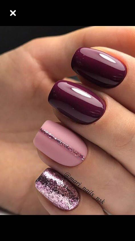 Mulberry Wine, Plum Nails, Wine Nails, Gel Nail Colors, Short Acrylic Nails Designs, Pink Nail, Nail Designs Glitter, Dipped Nails, Gel Nail Designs