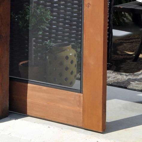 Using Mini Track to Design & Build Custom Screen Doors - Screen Tight Screened Porch Doors, Sliding Patio Screen Door, Custom Screen Doors, Porch Shades, Screened Patio, Screened In Porch Diy, Patio Screen Door, Porch Inspiration, Sliding Door Window Treatments