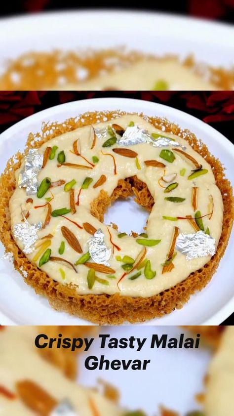 Crispy Tasty Malai Ghevar, a special sweet of Rajasthan | Vegetarian desserts, Vegetarian sweets, Indian dessert recipes Vegetarian Sweets, Southern Thanksgiving, Spicy Snacks Recipes, Traditional Thanksgiving, Thanksgiving Menu Ideas, Vegetarian Desserts, Recipes Thanksgiving, Breakfast Recipes Indian, Indian Dessert