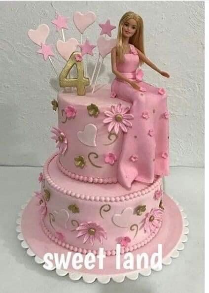 Barbi Cakes For Girls Birthday, Big Barbie Cake, Barbie Cakes For Girls Birthday Kids, Barbie Cake Design Girl Birthday, Barbie Cakes For Girls Birthday, Barbie Bday Cake, Barbie Doll Cake Design, Doll Cake Design, Pink Birthday Cake Ideas