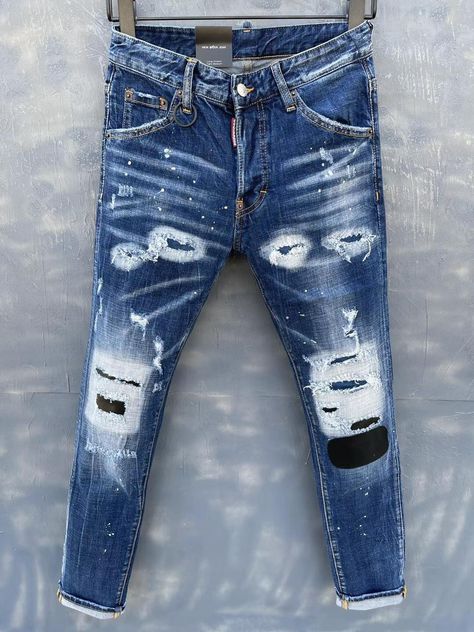 Funky Jeans, Dsquared Men, Denim Jeans Ideas, Motorcycle Jeans, Men Jeans Pants, Jean Jacket Men, Denim Jeans Fashion, Ripped Jeans Men, Designer Suits For Men