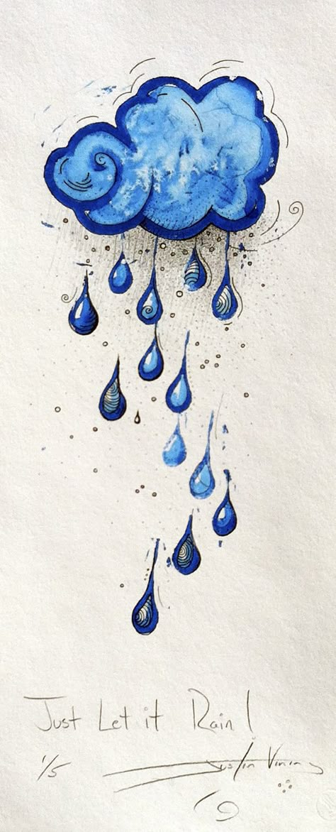 Rain Rain Doodle Art, Rainy Weather Drawing, Rain Doodle, Raindrop Drawing, Raindrop Art, Drawings For Wall, Rain Sketch, Rain Journal, Science For Preschool