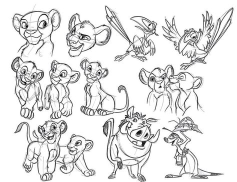 Pumba Tattoo, Simba Tattoo Lion King, Lion King Flash Tattoo, Simba Drawing Tattoo, Old School Disney, Lion King Doodle, Lion King Sketches, Disney Sleeve Tattoos, Rough Sketches