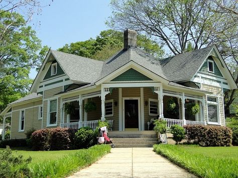 Victorian house with corner entrance | ... ago 1890 corner house because the entrance faces the corner of the Cottage Style Homes Exterior, Talladega Alabama, Alabama Homes, Cottage House Designs, Southern Architecture, Heart Of Dixie, State Of Alabama, Cottage Style Home, Homes Exterior