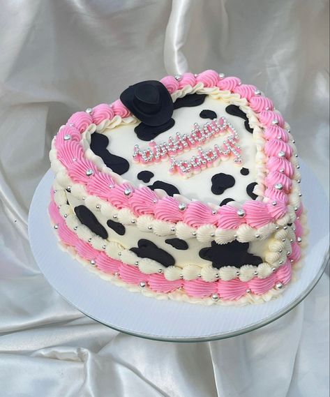 Disco Cowgirl Cake, Cow Print Cakes, Western Birthday Cakes, Cowgirl Birthday Cakes, Cow Birthday Cake, Cow Print Birthday, 19th Birthday Cakes, Cowgirl Cakes, Cow Prints