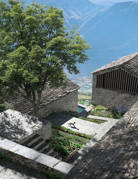 microclimate, providing season-long comfort under the summer sun. rising nearly 4,000 feet above the lake Mountain Resort Architecture, Slope Garden, Lake Kawaguchiko, Hillside Village, Swiss House, Terraced Landscaping, Mountain Villa, Mountain Architecture, Mountain Hotel