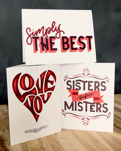 💌 I think we should all just do Valentine’s the grade school way: handmade mailboxes overflowing with cute notes with candy taped onto them… There are only one or two of each of these left in my stock, so you should definitely add my hand lettered cards to your collection this year (and put some good chocolate in when you leave it for a friend or coworker)! 📬 #ValentinesDay #GalentinesDay #HandwrittenNotes #SnailMail #Hand... Hand Lettered Cards, Hand Lettering Cards, Hand Lettering Art, Hand Lettering Quotes, When You Leave, Best Sister, Handwritten Notes, Cute Notes, Motivational Messages