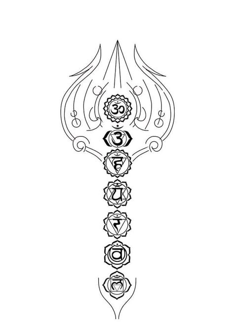 7 Chakra Spine Tattoo, Chakra Symbols Tattoo, 7 Chakras Tattoo, Simbols Tattoo, Celtic Tattoos For Men, Hindu Tattoos, Trishul Tattoo Designs, Hanuman Tattoo, Om Tattoo Design