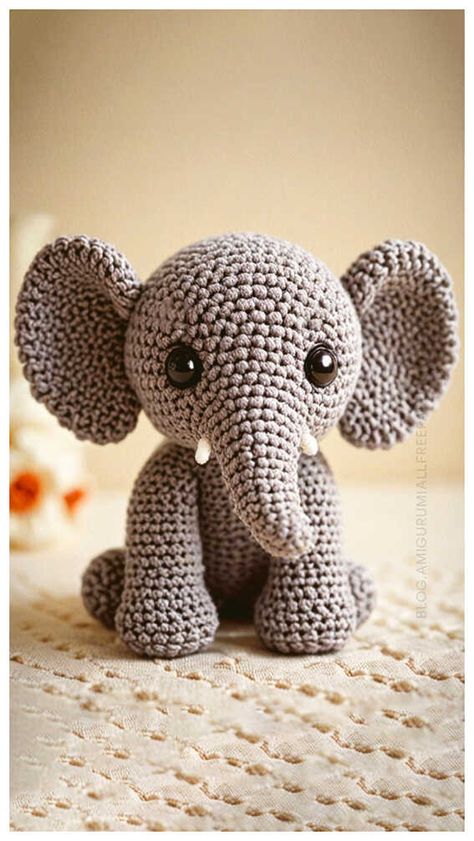 Crochet Elephant Free Amigurumi Pattern Crochet Pattern Elephant Free, Crochet Elephant Comforter Free Pattern, Crochet Amigurumi Free Patterns Elephant, No Sew Crochet Elephant Pattern Free, Elephant Free Crochet Pattern, Crochet Elephant Ears, Free Elephant Crochet Pattern, Crochet Elephant Blanket, Elephant Crochet Pattern Free