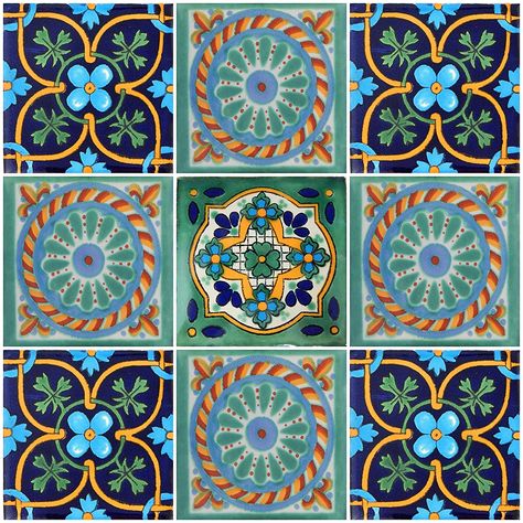 Mexican Tile Bathroom, Mexican Tiles, Mexican Talavera Tile, Rustic Traditional, Mexican Tile, Talavera Tiles, Mexican Talavera, Tile Inspiration, Decorative Tiles