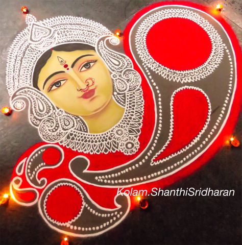 #shanthisridharankolam #rangoli #kolam #durga #portrait portrait drawing #colouringbook Durga Rangoli, Cartoons Rangoli Design, Cartoons Rangoli, Navratri Rangoli, Beginner Henna, Rangoli Designs Simple Diwali, Colorful Rangoli, Rangoli Designs Latest, Beginner Henna Designs