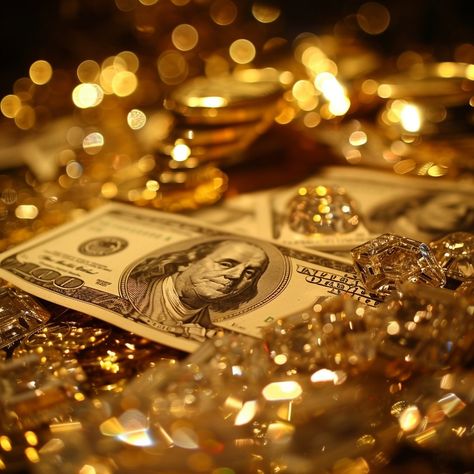 Gold Money Aesthetic, Gold And Money, Vault Room, Golden Aura, Dripping Gold, Black And Gold Aesthetic, Money Wallpaper, Money Wallpaper Iphone, Stained Glass Studio