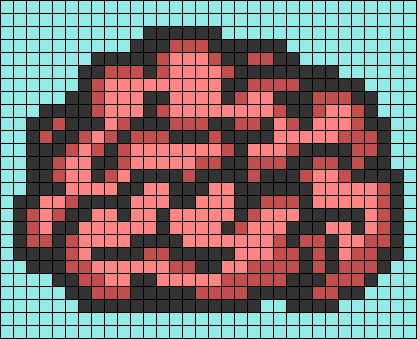 Alpha pattern #102483 | BraceletBook Brain Pixel Art, 8 Bit Horror, Horror Pixel Art Grid, Pixel Art Reference, Punk Pixel Art, Zombie Pixel Art, Pixel Art Halloween, Human Science, Pearl Beads Pattern