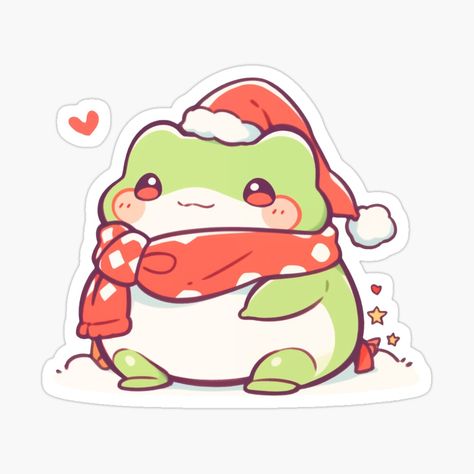 Cute Christmas Frog Drawing, Frog Christmas Wallpaper, Christmas Frog Drawing, Xmas Drawing Ideas Easy, Cute Drawings Christmas, Frog Christmas, Christmas Frog, Happy Frog, Frog Drawing