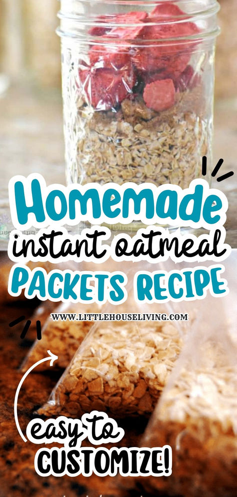 Make your mornings easier with homemade instant oatmeal packets. This simple recipe lets you create nutritious, ready-to-go breakfast packets that you can customize with your favorite flavors and toppings. Packed with wholesome oats and natural ingredients, these DIY oatmeal packets are perfect for busy days and offer a healthier alternative to store-bought options. Enjoy a quick, tasty breakfast every day! Make Your Own Oatmeal Packets, Instant Protein Oatmeal, Instant Oatmeal Packet Recipes, Oatmeal Packets Diy, Dry Oatmeal Recipes, How To Make Instant Oatmeal, Homemade Instant Oatmeal Packets, Homemade Oatmeal Packets, Diy Oatmeal Packets