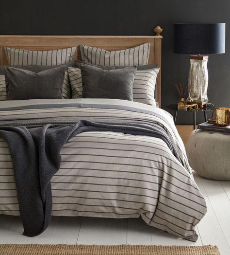 Breton Stripe Pewter Grey Bedding | Secret Linen Store Grey Bed Sheets, Grey Duvet Cover, Teal Bedding, Grey Duvet, Bedding Sets Grey, 100 Cotton Duvet Covers, Embroidered Bedding, Gray Duvet Cover, Grey Linen Bedding