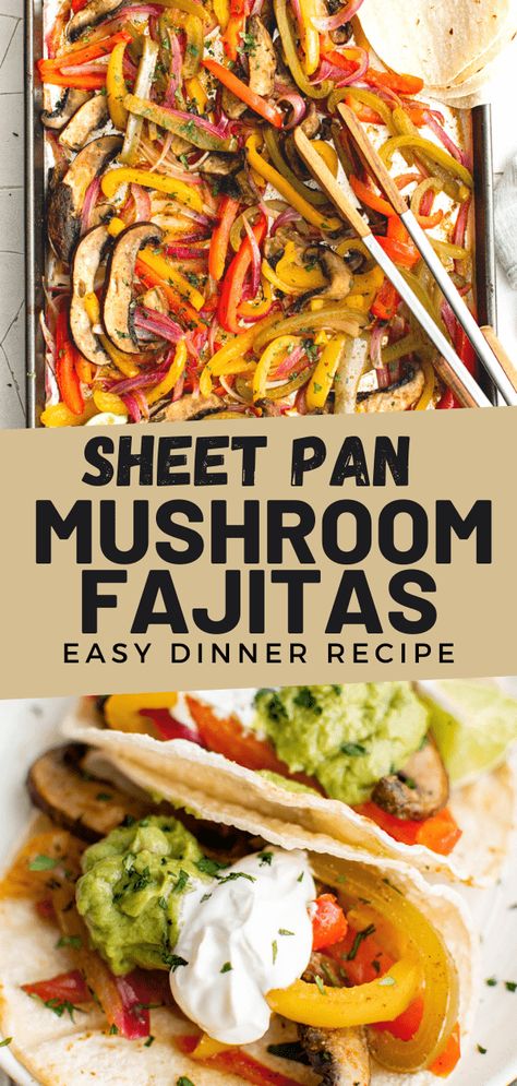 These Mushroom Fajitas are simple to prepare and can be on your dinner table in just 20 minutes! Serve with your favorite toppings and enjoy. Portabella Mushroom Fajitas, Mushroom Fajitas, Veg Tacos, Portabella Mushroom, Pan Dishes, Veggie Side Dish Recipes, Cholesterol Recipes, Veggie Tacos, Fajita Bowls