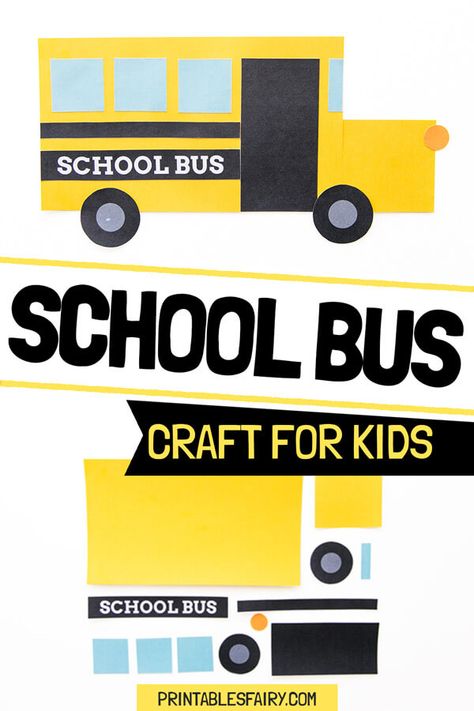 Easy School Bus Craft, Bus Driver Crafts For Preschool, Shape School Bus Craft, School Bus Craft Kindergarten, School Bus Art For Toddlers, Kindergarten Back To School Art, Preschool Bus Craft, Bus Crafts For Preschoolers, School Bus Activities For Preschool