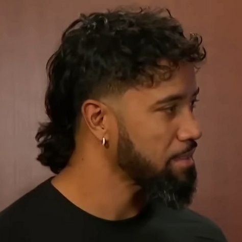 Curly Hair Mullet Men Mexican, Mexican Mullet Hairstyle Mens, Beard And Mullet, Puerto Rican Hairstyles Men, Jey Uso Haircut, Cowboy Haircut Men, Curly Mullet Men, Hairstyles For Men 2022, Jay Uso