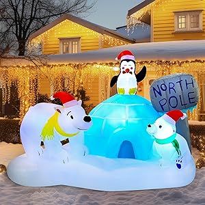 Joiedomi 6 FT Long Christmas Inflatable North Pole with Build-in LEDs, Blow Up Inflatable Polar Bears & Penguin for Xmas Party Indoor, Outdoor, Yard, Garden, Lawn Décor, Holiday Season Decorations Christmas Blow Up, Season Decorations, Christmas Props, Inflatable Decorations, Halloween Inflatables, Christmas Inflatables, Bear Decor, Christmas Yard, Garden Lawn