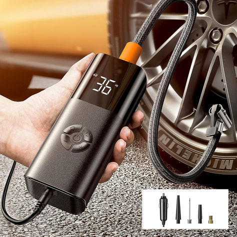 LISEN Tire Inflator Portable Air Compressor for Car Tires 12V Ultra Small Air Pump for Car Tires 38L/min Super Fast Inflate 150 PSI LED Light Digital Portable Tire Inflator for Car Bike Motor Ball Bike Motor, Portable Air Pump, Rv Tires, Portable Air Compressor, Car Bike, Motorcycle Tires, Tire Inflator, Car Gadgets, Motorcycle Bike