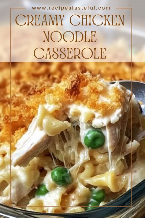 This creamy chicken noodle casserole is a comforting dish that's perfect for family dinners. Packed with tender chicken, hearty egg noodles, and a delicious blend of cheeses, it's sure to be a hit with everyone at the table! Creamy Chicken Noodle Casserole, Egg Noodle Casserole, Chicken And Egg Noodles, Chicken Noodle Casserole Recipe, Creamy Chicken Noodle, Egg Noodle Recipes, Noodle Casserole Recipes, Chicken Noodle Casserole, Noodle Casserole