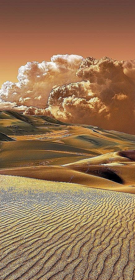 Clouds In The Sky, Desert Landscape, Alam Yang Indah, Natural Phenomena, Desert Landscaping, Beautiful Sky, Sand Dunes, Amazing Nature, Wonderful World