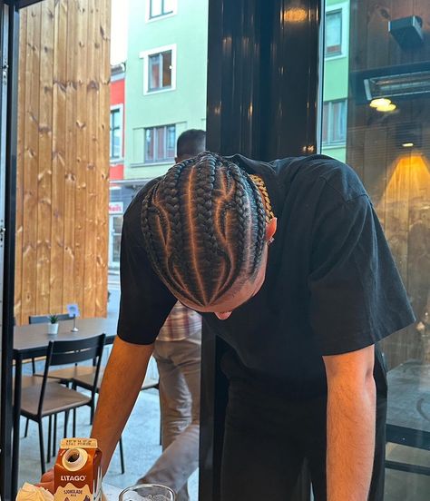 Different Cornrow Styles Men, Cornrows For Men Styles, Swirl Cornrows Men, Braided Mens Hair, Braids For Men Full Head, Simple Men’s Braids, Spider Web Braids, Guy Cornrows Braids, 4 Braids Hairstyle Men