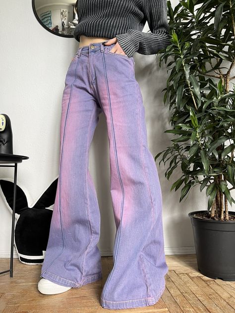 Rare Crazy Vintage 80s Extra Flare Purple jeans hippie Purple Jeans, Low Waisted, Other Woman, Streetwear Women, Dream Clothes, Womens Bottoms, Sweatpants, Street Wear, Purple