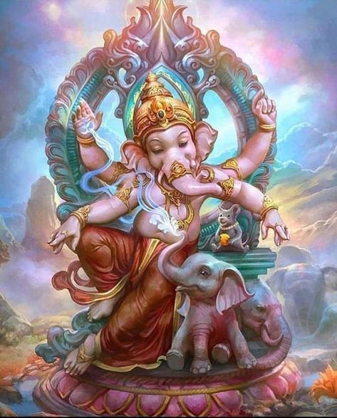 Ganesha Chaturthi, Buddhist Art Drawing, Ganesh Art Paintings, Shri Ganesh Images, Happy Ganesh Chaturthi Images, Baby Ganesha, Ganesh Chaturthi Images, Lord Shiva Family, Lord Ganesha Paintings