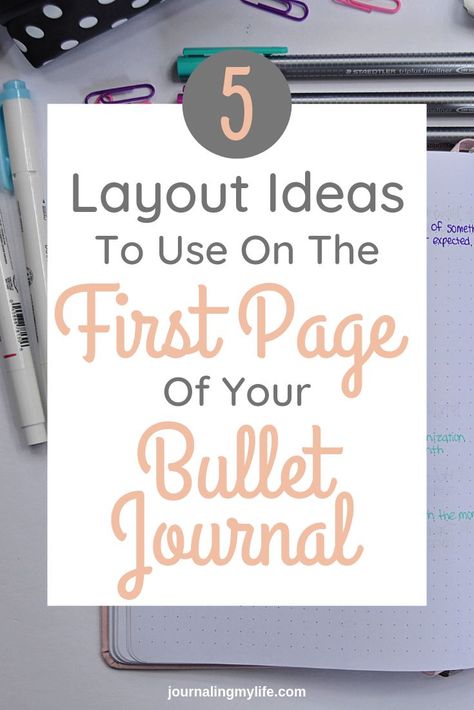 Five first page layouts for your Bullet Journal that will help you be mindful, and get you excited for your Bullet Journal journey!  #bulletjournal #bujo #bulletjournallayout #bujolayout Planner First Page Ideas, Journaling First Page Ideas, Bujo First Page, First Page Bullet Journal, Journal First Page Ideas, Journal First Page, Bullet Journal First Page, Journal Tips, Bujo Layout