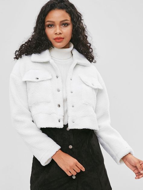 Extra 10% Off $40, 13% Off $60, Use Code: WARM19 Cropped Coat, Women Jackets, Usa Dresses, Swimming Outfit, Teddy Jacket, Teddy Coat, Oversized Jacket, Faux Fur Jacket, White Casual