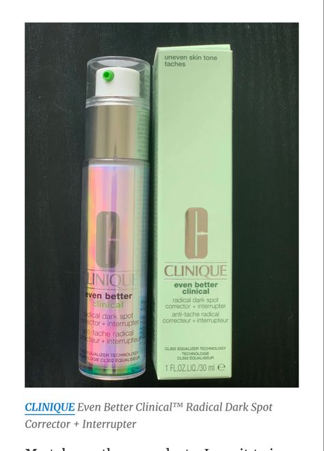 Clinique spot corrector . Have you tried it ? Liver Spot, Clinique Even Better Clinical, Best Dark Spot Corrector, Clinique Even Better, Dark Spots On Face, Dark Spot Corrector, Advanced Night Repair, Skin Issues, The Hype