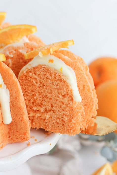 The Best Orange Bundt Cake with Orange Glaze - Baking with Blondie Summer Bundt Cake, Orange Crush Cake, Orange Bundt Cake Recipe, Orange Cream Cake, Bundt Cake Glaze, Bundt Cake Mix, Baking With Blondie, Creamsicle Cake, Orange Bundt Cake