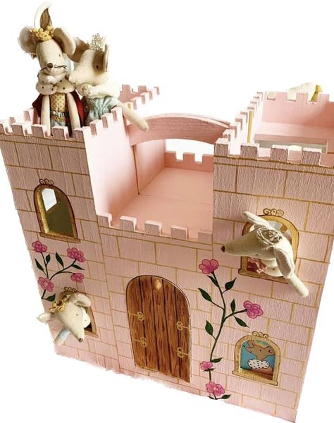 Diy Castle Dollhouse, Maileg Castle, Wood Castle Diy, Painted Wooden Castle, Michaels Wooden Castle, Cardboard Castle For Cats, Dollhouse Castle, Michaels Castle Dollhouse, Maileg House