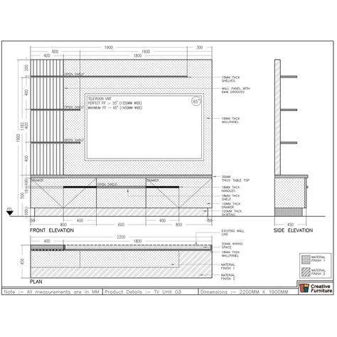 Tv Unit Dimensions In Inches, Furniture Details Drawing Tv Unit, Tv Wall Dimensions, Tv Unit Elevation Drawing, Tv Unit Working Drawing, Creative Tv Unit Design, Tv Unit Detail Drawing, Interior Design Details Drawing, Tv Unit Drawing