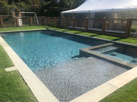 Hamptons Gunite Pool & Spa – Patricks Pools | Long Island, NY pool construction and service Simple Pool, Rectangle Pool, Florida Pool, Dream Backyard Pool, Pools Backyard Inground, Pool Remodel, Pool Landscape Design, Small Pool Design, Gunite Pool