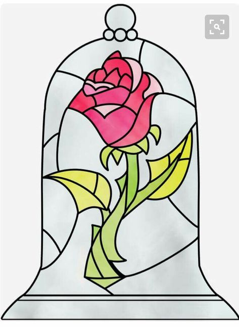 Disney Stained Glass, Beauty And The Beast Rose, Deco Disney, Stained Glass Rose, Beauty And The Beast Party, Posca Art, Disney Tattoo, Rose Drawing, Diy Tattoo