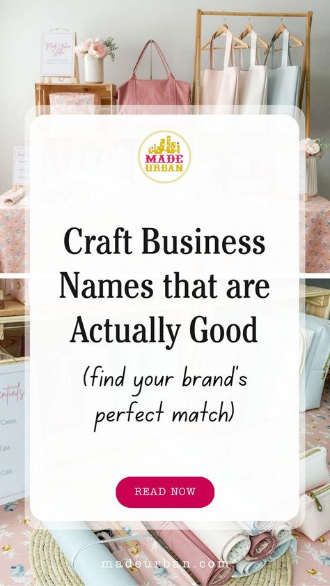 A great craft business name is key to standing out in a competitive market. In this post, you’ll find actionable advice on how to brainstorm, test, and select a name that reflects your creativity and passion. Plus, discover common naming mistakes to avoid and how to make your name memorable to your audience so you can increase visibility and boost sales. For help making more sales in your small business and craft business, connect with us at Made Urban! Craft Business Names, Make Your Name, Skin Care Business, Business Essentials, Creative Craft, Craft Business, Marketing Materials, Business Names, How To Make Your