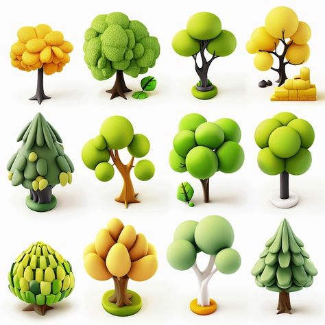 Photo trees 3d tree icons colorful real ... | Premium Photo #Freepik #photo Tree Icons, Stylized Trees, Icons Colorful, Stylized Tree, About Trees, 3d Ideas, 3d Environment, Low Poly Games, 3d Tree