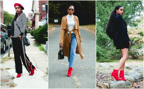 Red booties make a statement! Let me show you how to style red booties so that every outfit you make is a fab one! Click to read more. Red Booties Outfit, Bootie Outfits, Booties Outfit Fall, Zara Looks, Red Beret, Red Booties, Booties Outfit, Fall Booties, Fall Wear