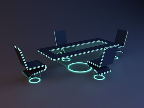 Cyberpunk Assets, Cyberpunk Furniture, Futuristic Table Design, Cyberpunk Office, Sci Fi Office, Cyberpunk Interior Design, Sci Fi Furniture, Futuristic Decoration, Futuristic Table