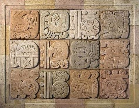 Aztec Style Garden Tiles Allegorical Sculpture, Aztec Pattern Art, Mayan Glyphs, Ancient Mexico, Maya Art, Ancient Aztecs, Garden Tiles, Artisan Tiles, Aztec Culture