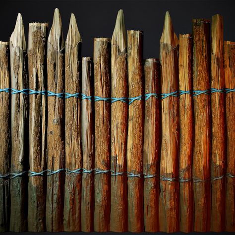 Wooden Stake, Wooden Stakes, Wooden Fort, Log Wall, Medieval Decor, Cattle Drive, Materials And Textures, Wooden House, Inspirational Artwork