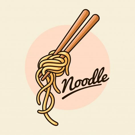 Noodle Menu Design, Chopstick Illustration, Noodle Illustration, Noodles Illustration, Noodle Doodle, Noodle Art, Food Logo Design Inspiration, Inkscape Tutorials, Food Cartoon