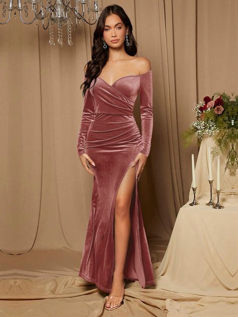 Velvet Formal Dress, Velvet Bridesmaid, Dress Elegant Long, Velvet Bridesmaid Dresses, Dusty Rose Dress, Womens Prom Dresses, November 9th, Bridesmaid Dress Colors, Pink Party