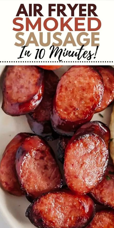 Whether its smoked sausage or kielbasa, it can easily be cooked in an air fryer or Ninja Foodi in just 10 minutes! Use for sandwiches, rice bowls, or serve with pierogies! Sausage Recipes For Dinner Air Fryer, Frozen Sausage Links In Air Fryer, Air Fry Smoked Sausage, Link Sausage In Air Fryer, Air Fryer Smokies, Smoked Sausage In The Air Fryer, Cooking Smoked Sausage, Air Fryer Smoked Sausage Recipes, Ninja Double Basket Air Fryer Recipes